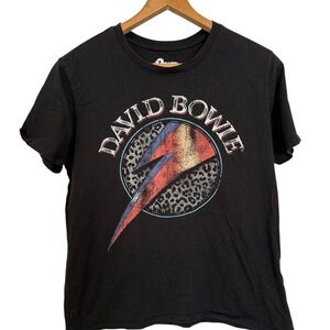 David Bowie Shirt Adult Small, Black Graphic Music Band Tour Rock Guitar Women